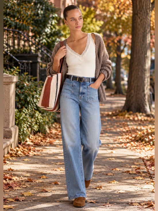 Madewell Denim - Like New-Madewell Emmett Wide-Leg Full Length Patch Pocket -Size 30 - Atlin Wash
